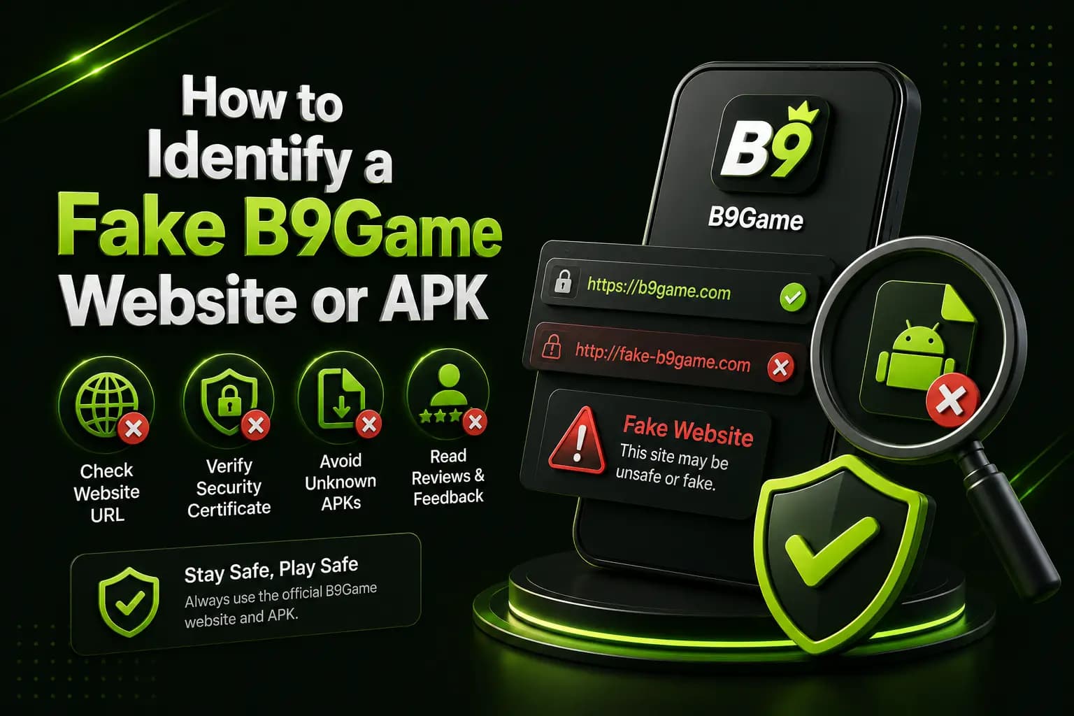 Checking a B9Game website domain and APK download source for authenticity