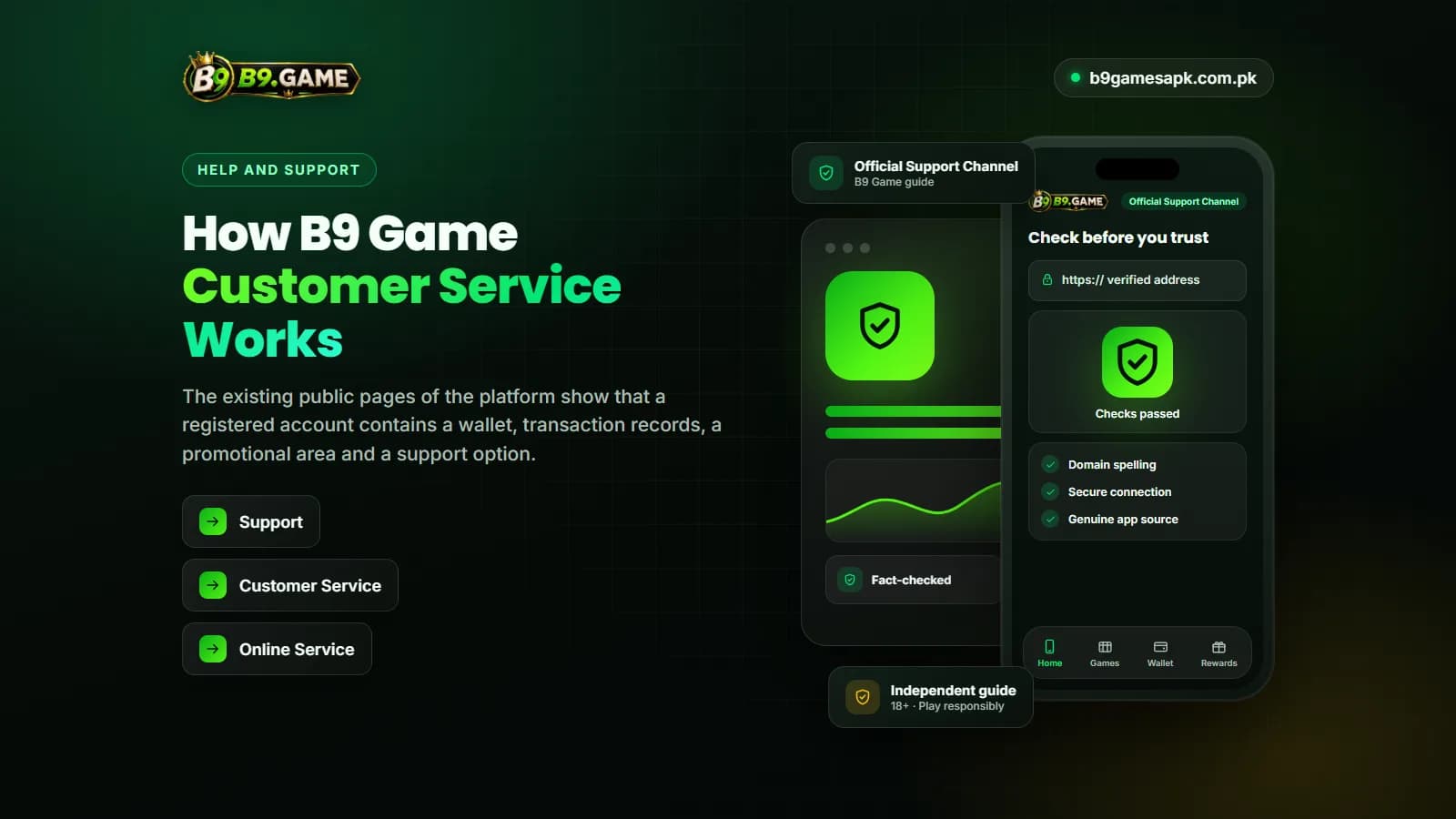 Where to find the official B9 Game customer service option inside the account