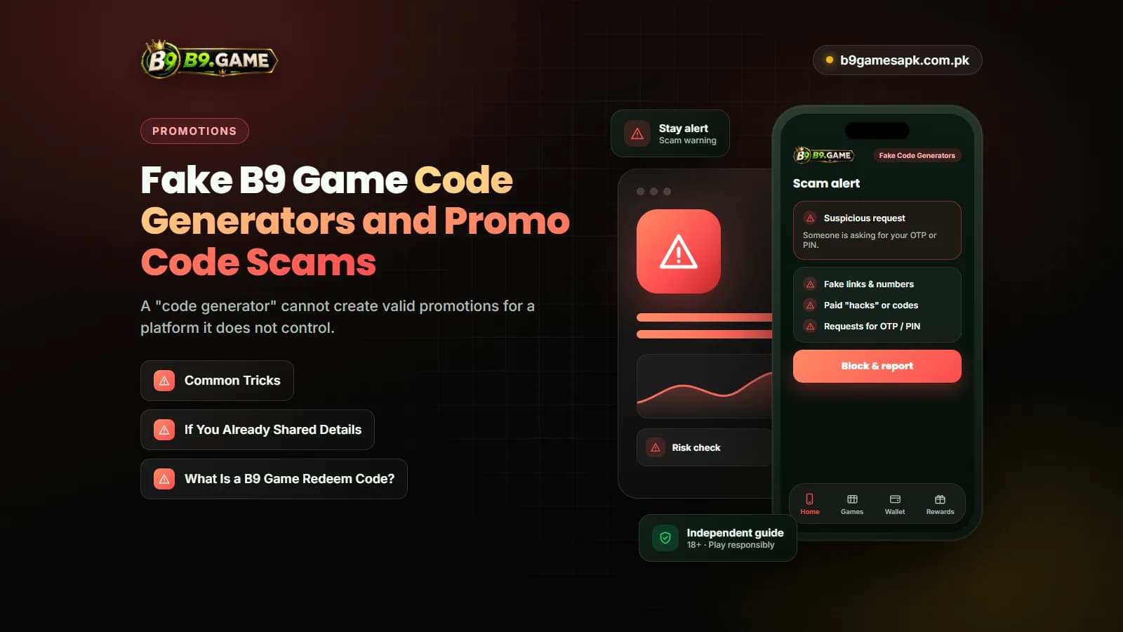 Warning about fake B9 Game code generators and promo code scams