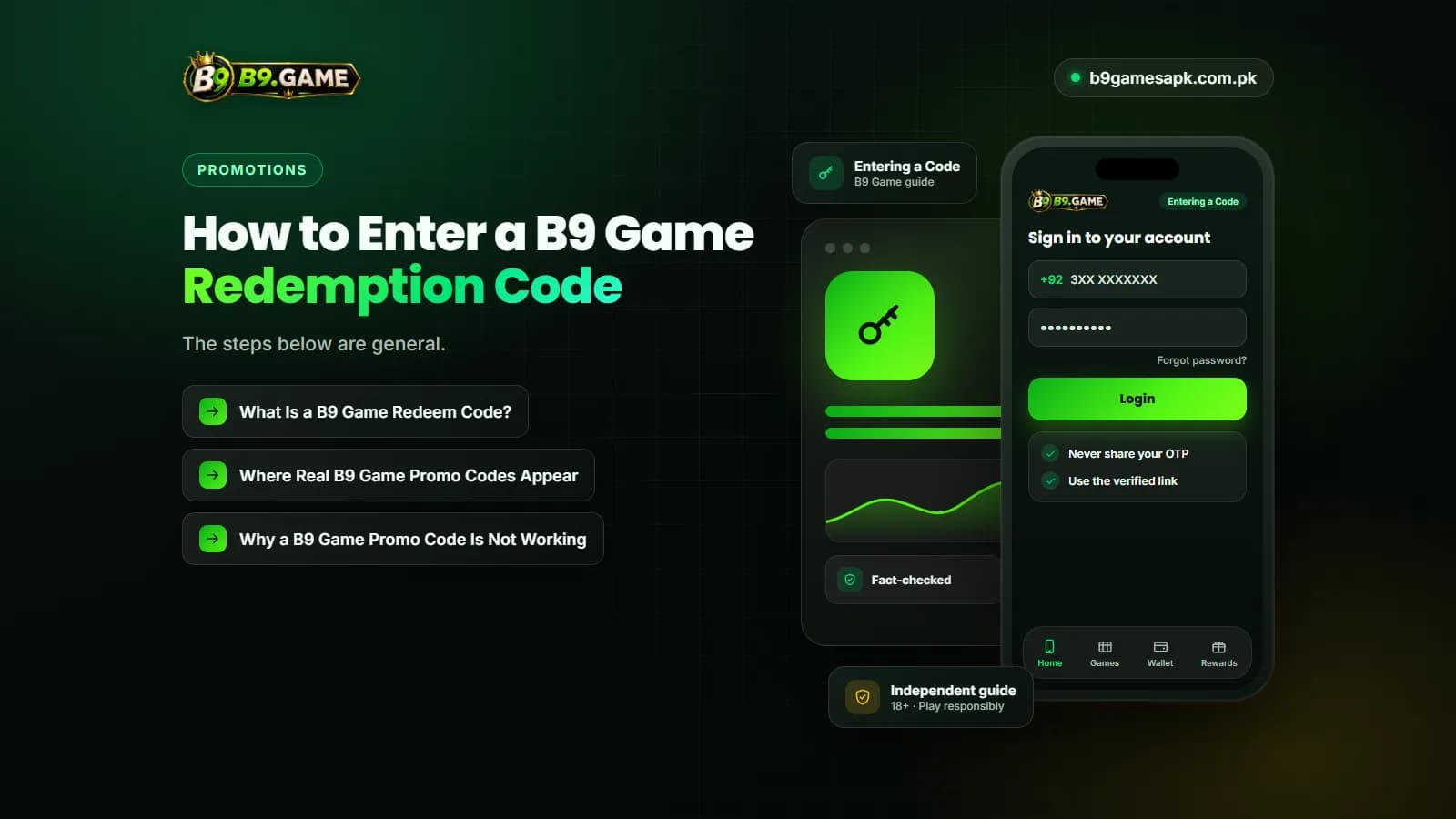 Steps to enter a B9 Game redemption code inside the account