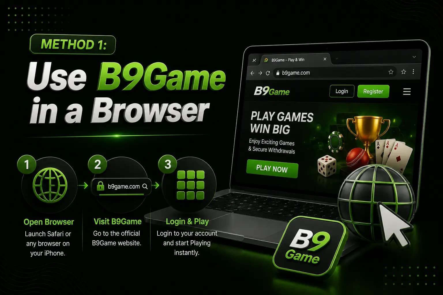 Use B9Game in a PC browser