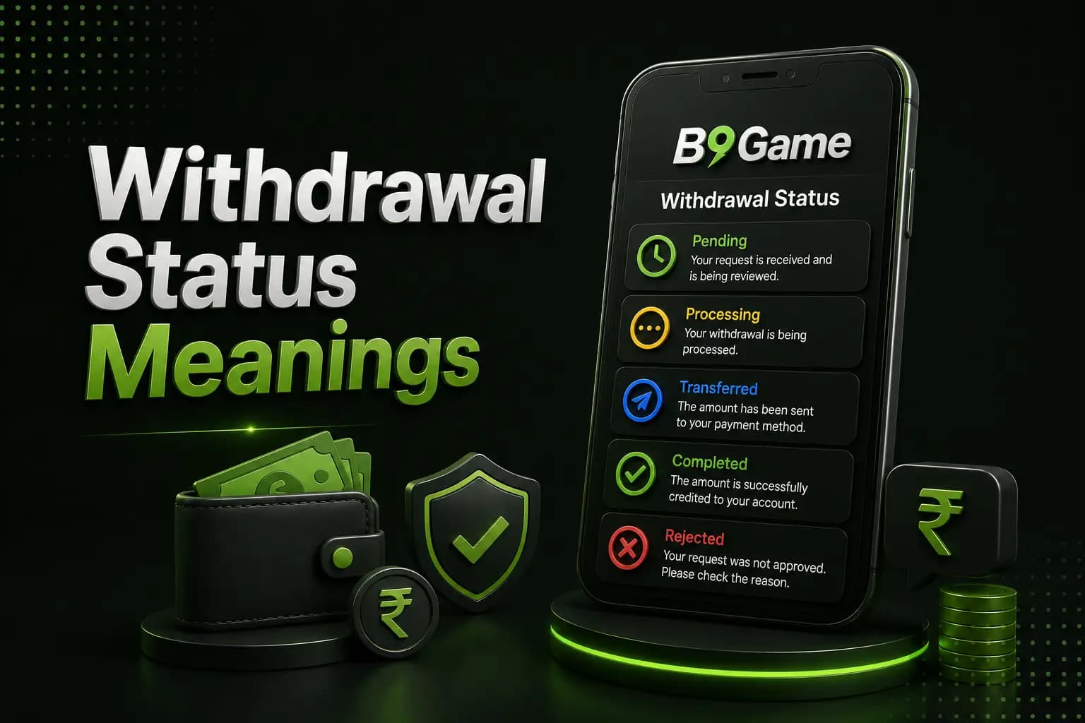 B9Game withdrawal status meanings