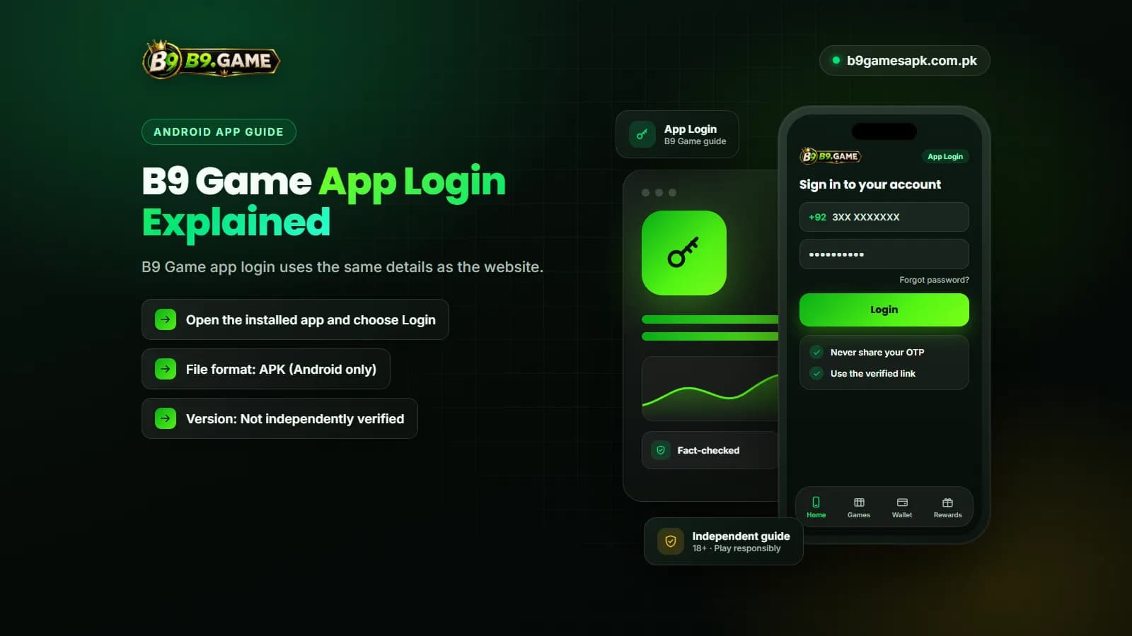 App Login B9 Game app login with a mobile number and password